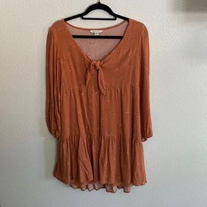 Long Sleeve Orange Dress